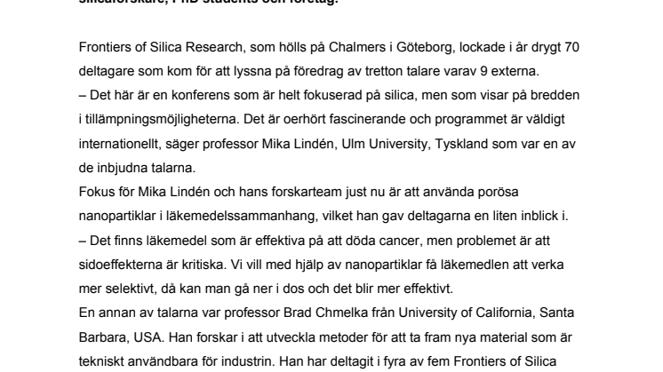 Världsledande forskare samlades för att diskutera möjligheterna med silica