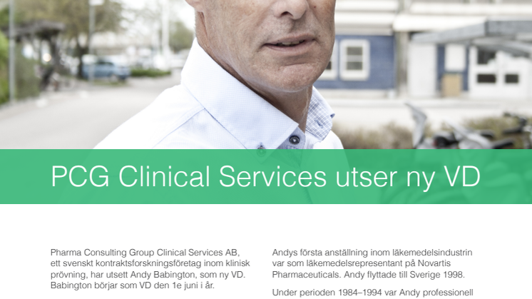 PCG Clinical Services utser ny VD