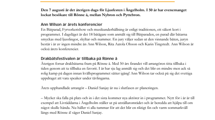 Ljusfesten i Ängelholm firar 50 år