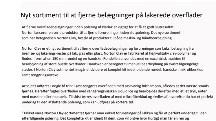 Nyt sortiment til at fjerne belægninger på lakerede overflader inden polering