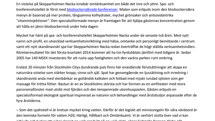 Skepparholmen Nacka – utsett till Årets Spakonferens 2014