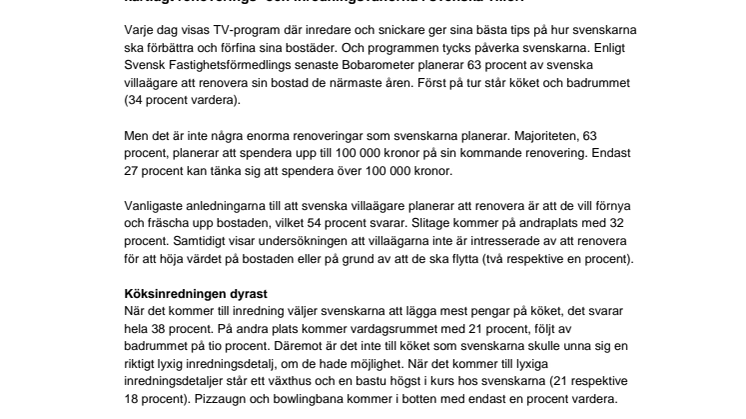 Bobarometern kartlägger villamarknaden: Växthus och bastu populärast bland villaägare