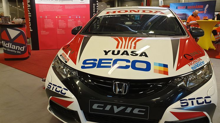 TCR-tävling i Anderstorp lördag  - det fick bli utställning istället för bana för Hondas STCC-bil.