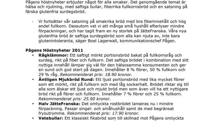 Pågens höstnyheter – något för alla smaker 