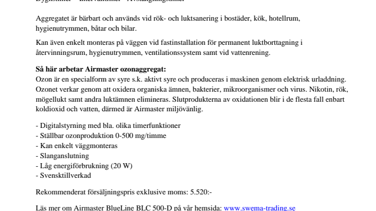 Airmaster BLC 500-D nu med digital styrning!