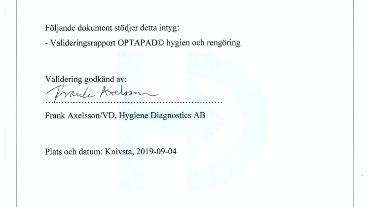 Valideringsintyg signerat