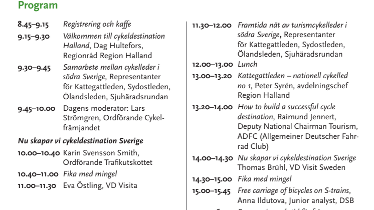 Konferens Cykelleder, program