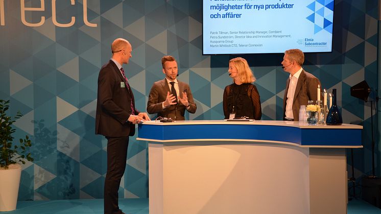 Patrik Tillman, Senior Relationship Manager at Combient, Petra Sundström, Director Idea and Innovation Management at Husqvarna Group, and Martin Whitlock, CTO at Telenor Connexion took part in the seminar “The IoT is creating opportunities for new pr