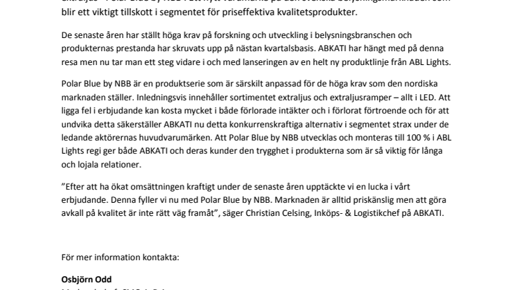 ABKATI lanserar Polar Blue by NBB – en ny belysningsserie i världsklass