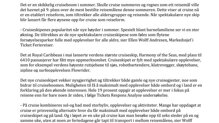 Cruiseboom i Middelhavet i sommer 