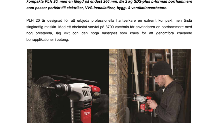 Extremt kompakt 2 kg SDS-plus borrhammare från Milwaukee