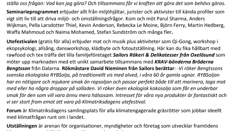 Välkomna till Klimatriksdagen - en viktig folkfest med Sveriges miljöexperter och omställningsrörelsen 4-6 maj Stockholms Universitet - avslutas med klimatmarsch!