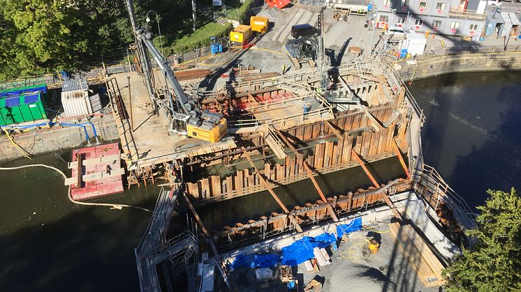 Den pågående rekonstruktionen av Vasabron över Vallgraven i centrala Göteborg. Bild: Trafikkontoret Göteborgs Stad