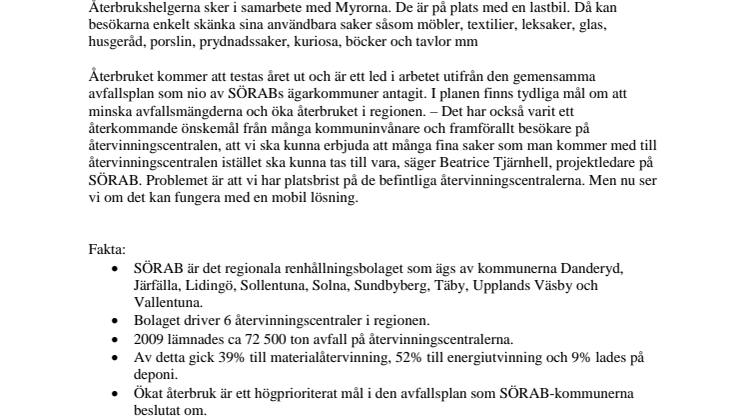 Äntligen blir det Återbrukshelg på Smedby återvinningscentral!