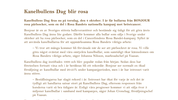 Kanelbullens Dag blir rosa 