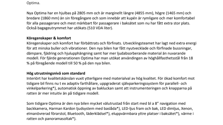 Kia lanserar nya Optima i april