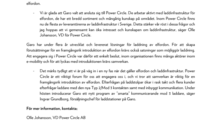 Garo nytt partnerföretag i Power Circle