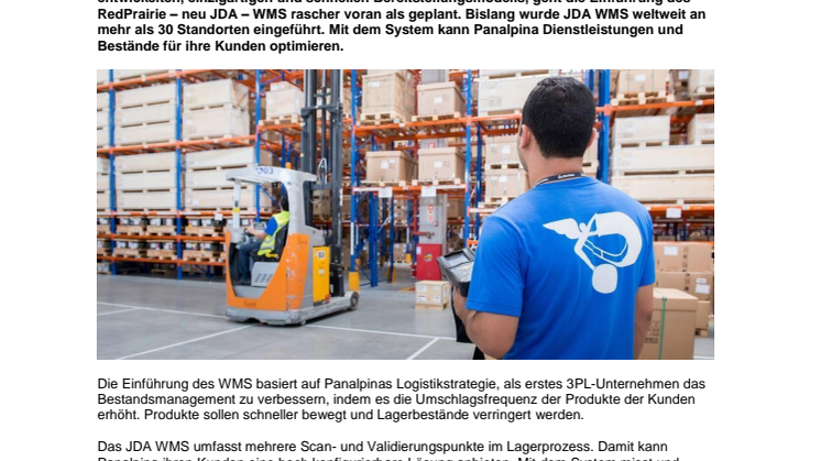 Panalpina und JDA verhelfen Kunden zu höherer Umschlagsfrequenz