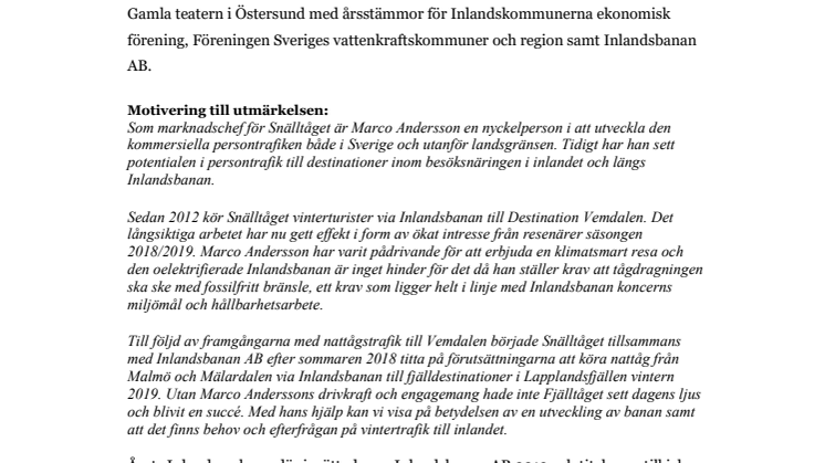 Årets Inlandsbaneambassadör 2018