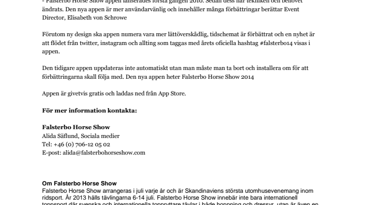 Falsterbo Horse Show: Ny iphone app för 2014