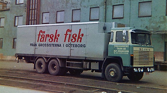 Fiskhamnens åkeri i början av 1960-talet.