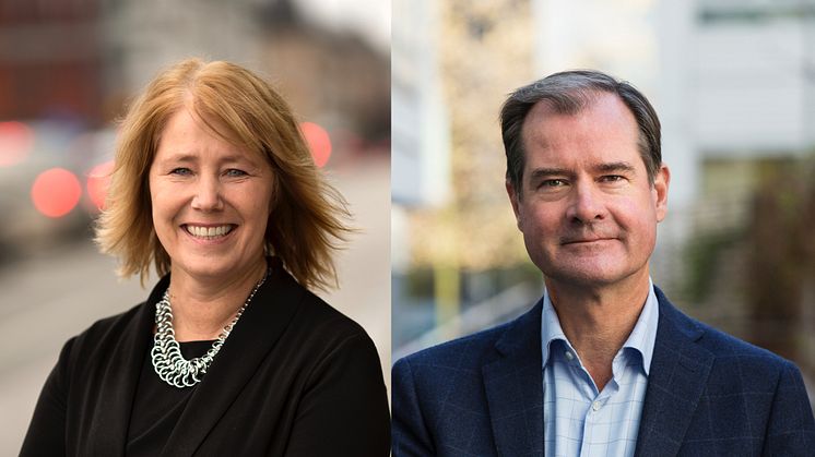 Johanna Frelin, vd för Riksbyggen och Mårten Lilja, vice vd Riksbyggen och chef för affärsområde Bostad.