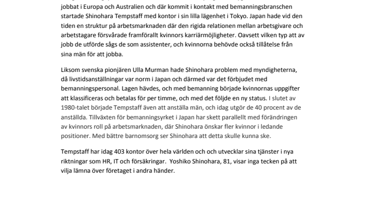 Så höjde bemanning japanska kvinnors yrkesstatus