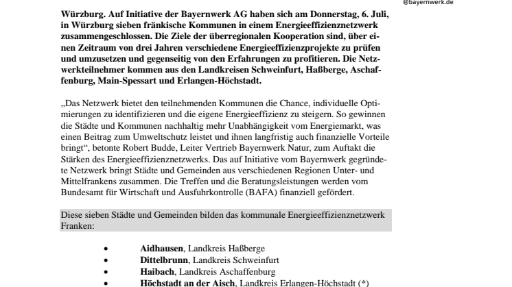 Impuls für Franken - Auftakt für neues kommunales Energieeffizienznetzwerk
