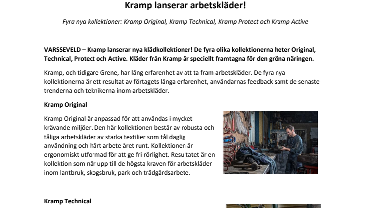 Kramp lanserar arbetskläder: Kramp Original, Kramp Technical, Kramp Protect och Kramp Active
