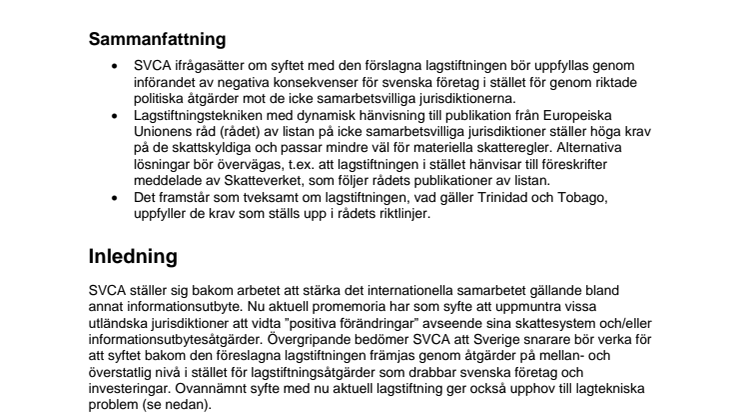 Promemorian Motåtgärder på skatteområdet mot icke samarbetsvilliga jurisdiktioner samt vissa andra inkomstskattefrågor