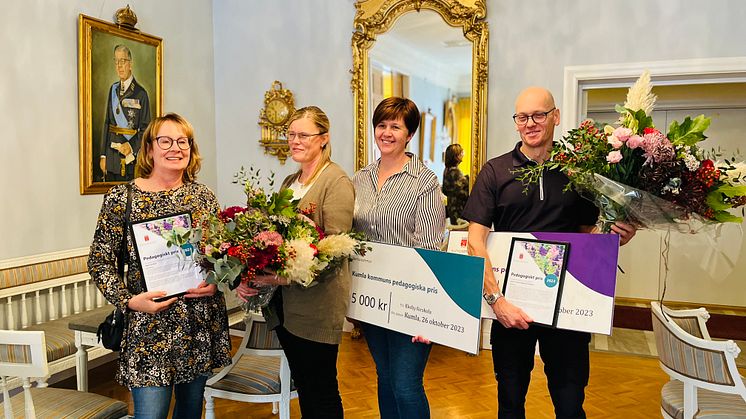 På bild från vänster: Marietta Buske, Ingela Näslund, Linda Hammarström från Ekeby förskola; Daniel Jonsson, Malmens fritidshem.