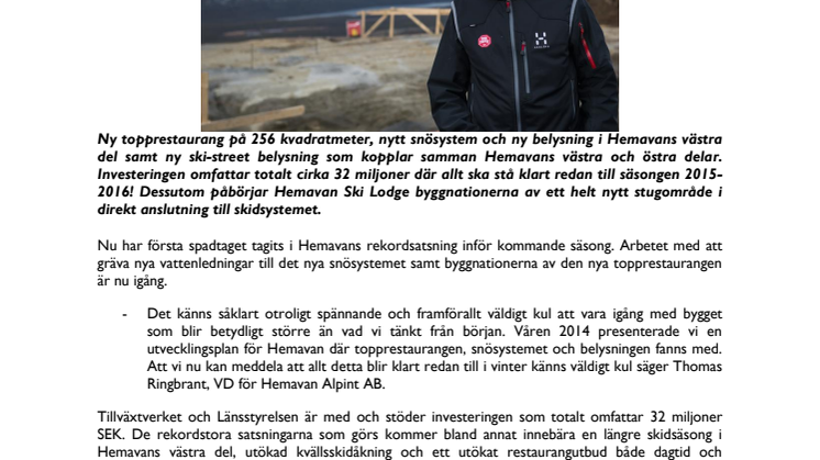 Rekordsatsning i Hemavan inför säsongen 2015/2016!
