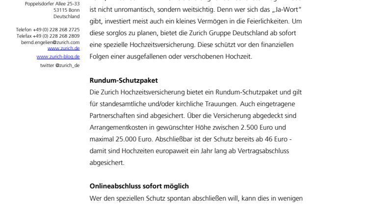 Hochzeitsversicherung:  Den schönsten Tag im Leben sorglos planen 