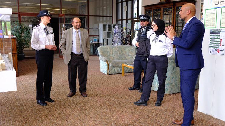 Deputy Commissioner Dame Lynne Owens, Dr Ahmad Al-Dubayan and officers during a visit to the London Central Mosque on Wednesday