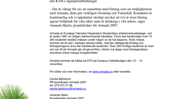 Grontmij & Vattenfall huvudsamarbetspartners för Armada 2007