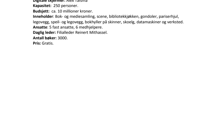 Fakta om Biblo Tøyen