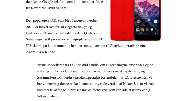 DEN POPULÆRE NEXUS 5 NU I NY RØD INDPAKNING