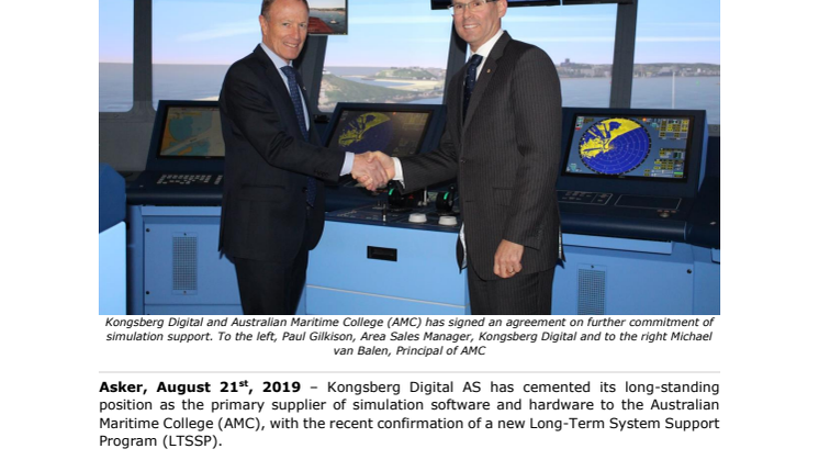 Australian Maritime College and KONGSBERG eye potential for VR training with renewed support program 