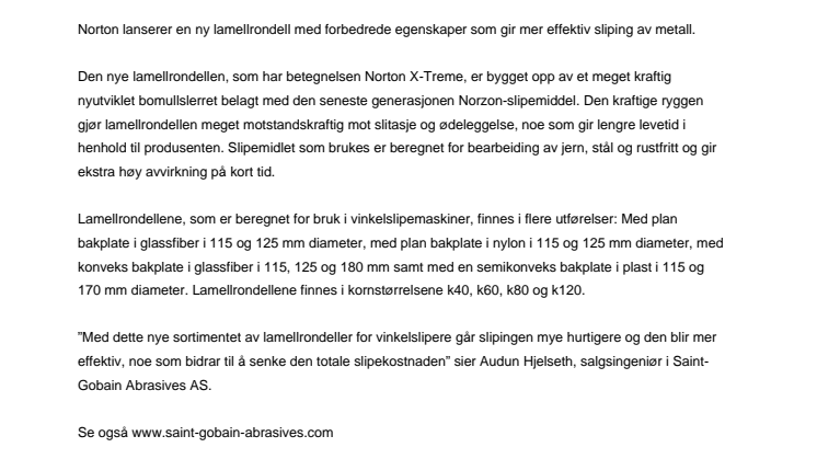 Ny lamellrondell gir mer effektiv sliping