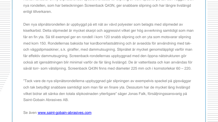 Ny rondell ger snabbare tak- och väggslipning