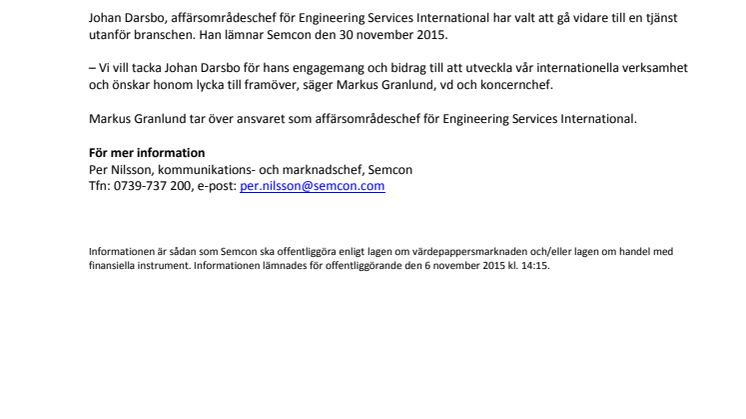 Förändring i Semcons koncernledning