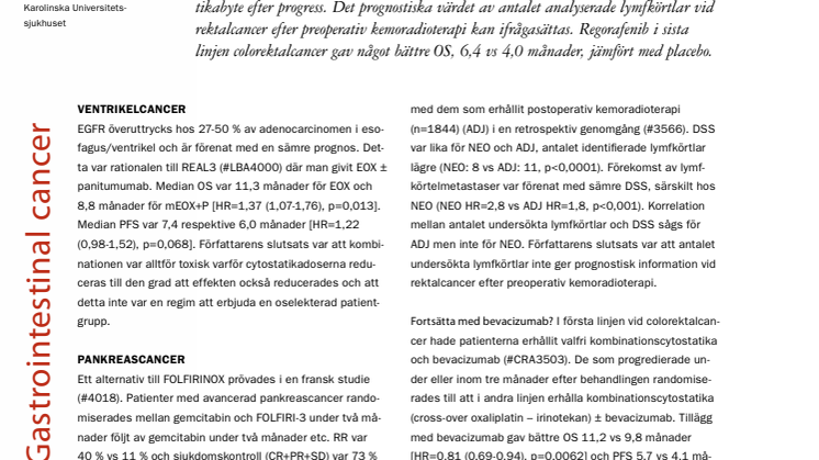 Docent Jan-Erik Frödin: Nytt om ventrikelcancer, pankreascancer och tarmcancer, ASCO 2012