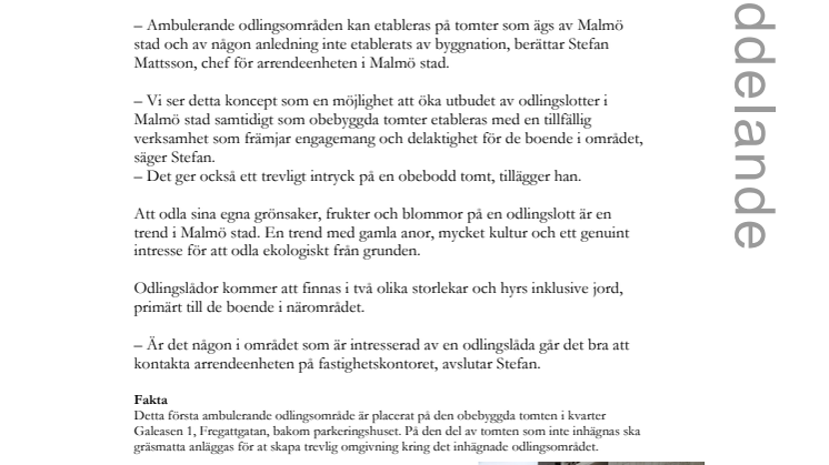 Ambulerande odling i Västra Hamnen 