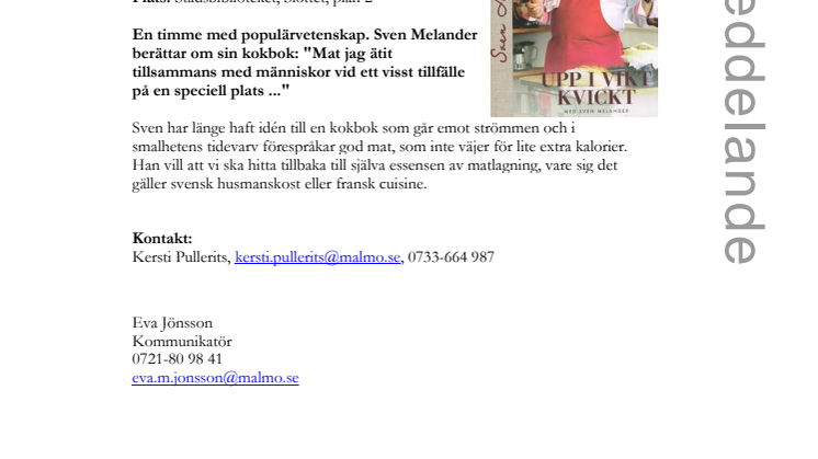 Stadsbiblioteket: Upp i vikt kvickt med Sven Melander