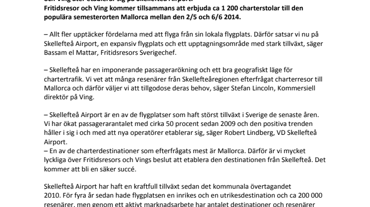 Mallorca, Nytt efterlängtat resmål från Skellefteå Airport