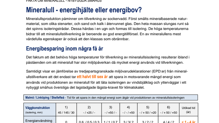 Faktablad - Energibalans i nybyggda småhus