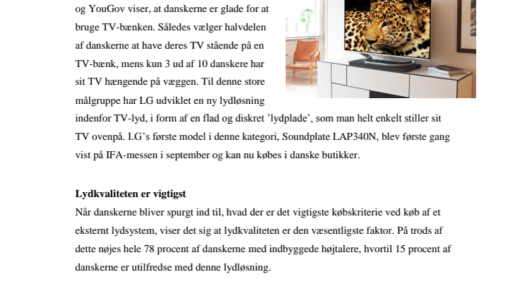 LG SOUNDPLATE – DET PERFEKTE LYDSYSTEM TIL DANSKE TV BRUGERE