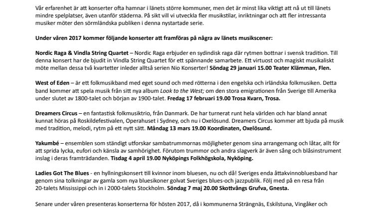Ny konsertserie i Sörmlands alla kommuner