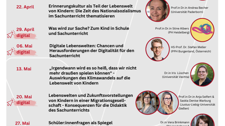 Plakat Ringvorlesung Sachunterricht Sommersemester 2025 - "Kinder und Lebenswelten"