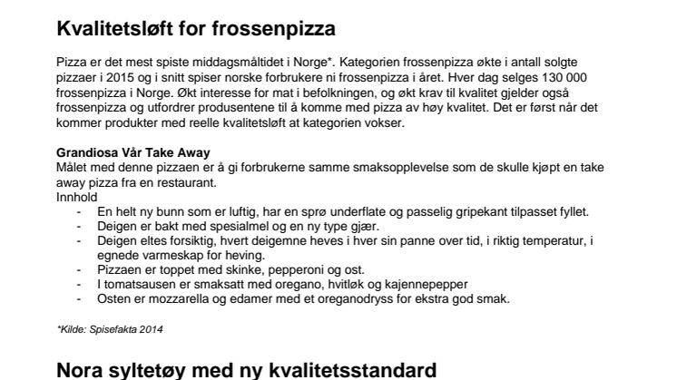 Nye produkter fra Orkla Foods Norge